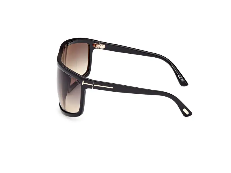 TOM FORD Unisex FT1066 CLINT-02 01B Occhiali da sole Iniettato Nero Grigio Maschera Normale Sfumato miniatura 3