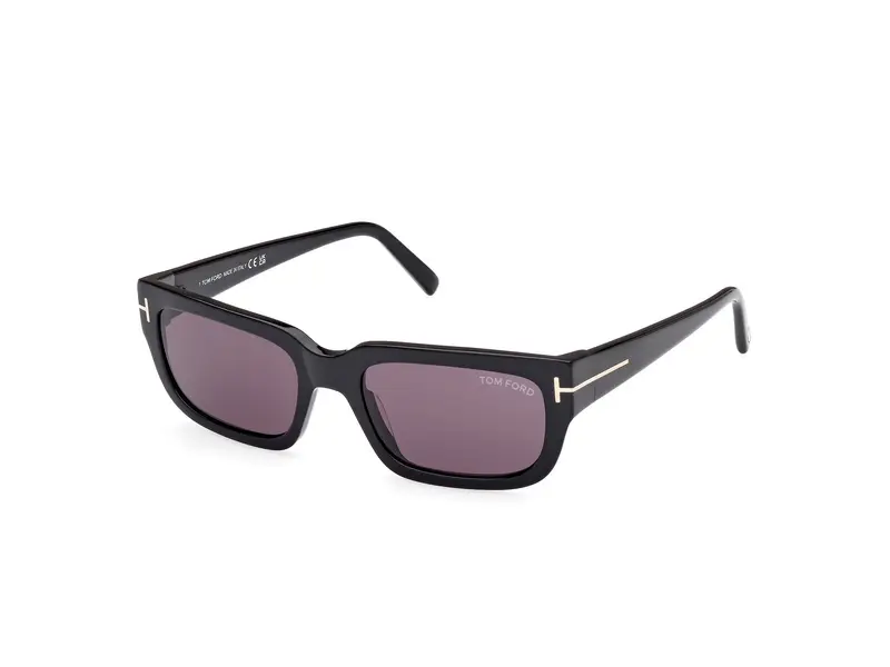 TOM FORD Unisex FT1075 EZRA 01A Occhiali da sole Acetato Nero Grigio Squadrata Normale