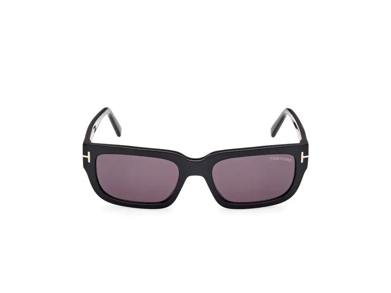 TOM FORD Unisex FT1075 EZRA 01A Occhiali da sole Acetato Nero Grigio Squadrata Normale miniatura 2