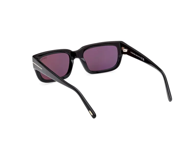 TOM FORD Unisex FT1075 EZRA 01A Occhiali da sole Acetato Nero Grigio Squadrata Normale miniatura 3