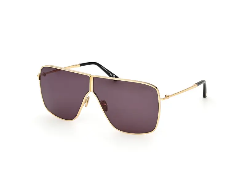 TOM FORD Unisex FT1159 HUXLEY 30A Occhiali da sole Metallo Oro Fumo Squadrata Normale
