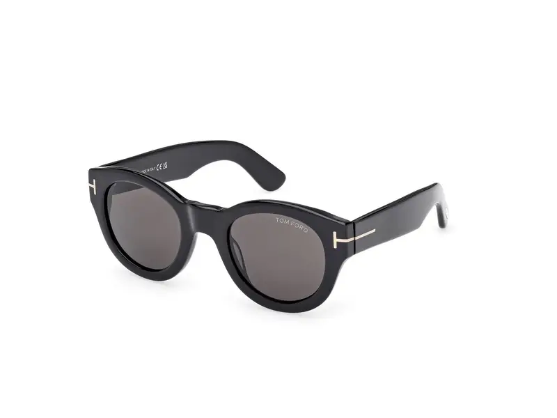 TOM FORD Unisex FT1212 LUCINDA 01A Occhiali da sole Acetato Nero Fumo Rotonda Normale