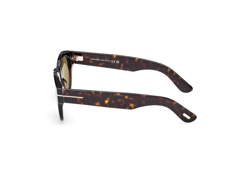 TOM FORD Unisex FT1212 LUCINDA 52N Occhiali da sole Acetato Havana Verde Rotonda Normale miniatura 2