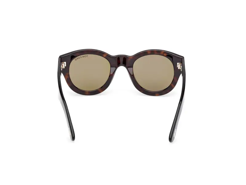 TOM FORD Unisex FT1212 LUCINDA 52N Occhiali da sole Acetato Havana Verde Rotonda Normale miniatura 3