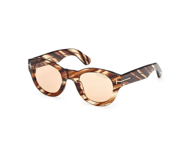 TOM FORD Unisex FT1212 LUCINDA 55E Occhiali da sole Acetato Havana Marrone Rotonda Fotocromatiche