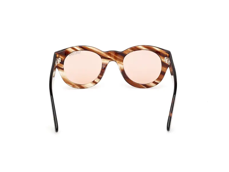 TOM FORD Unisex FT1212 LUCINDA 55E Occhiali da sole Acetato Havana Marrone Rotonda Fotocromatiche miniatura 3