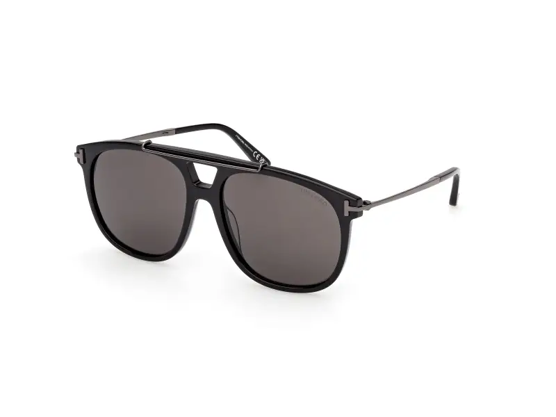 Unisex FT1306 SAM-02 01A Occhiali da sole Acetato Nero Fumo Squadrata Normale