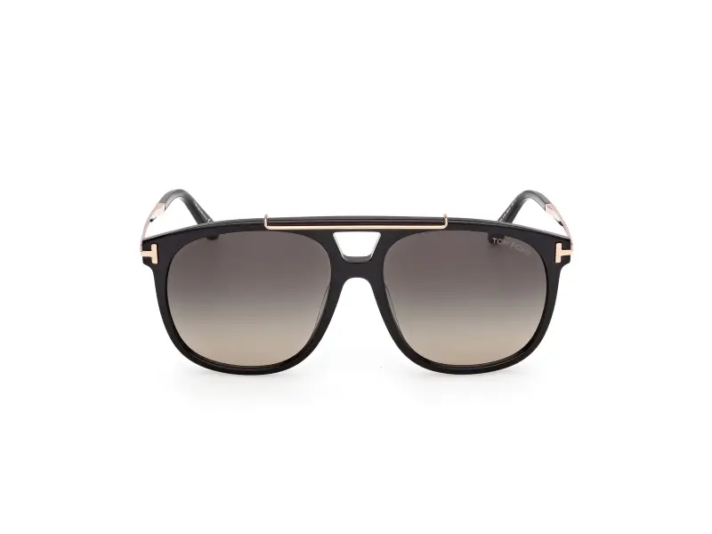 Unisex FT1306 SAM-02 01B Occhiali da sole Acetato Nero Fumo Squadrata Normale miniatura 2