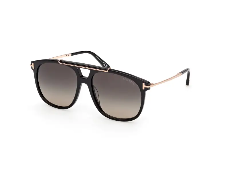 Unisex FT1306 SAM-02 01B Occhiali da sole Acetato Nero Fumo Squadrata Normale