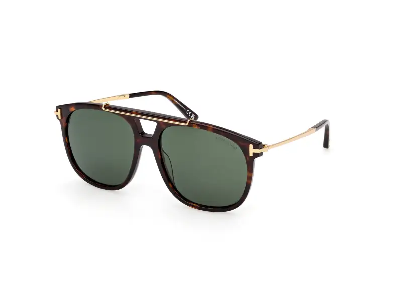 Unisex FT1306 SAM-02 52N Occhiali da sole Acetato Havana Verde Squadrata Normale