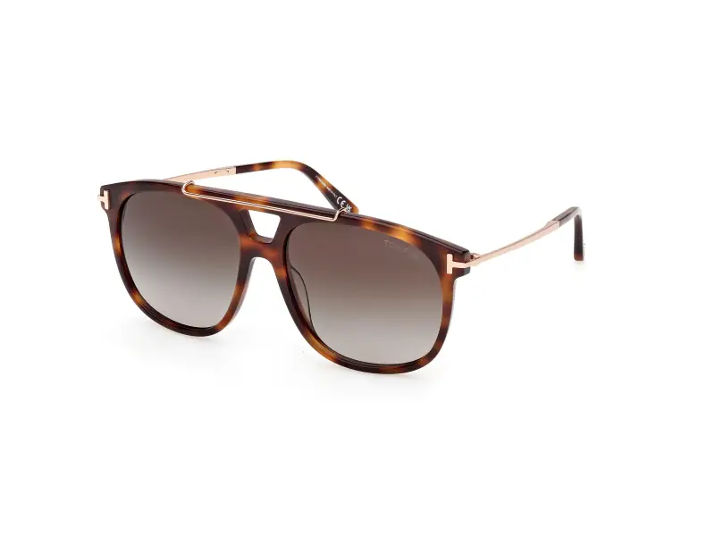 Unisex FT1306 SAM-02 53K Occhiali da sole Acetato Havana Roviex Squadrata Normale