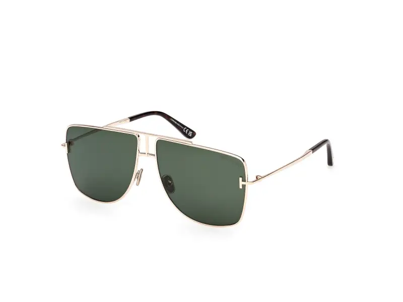 Unisex FT1307 ELIOTT-02 28N Occhiali da sole Metallo Oro Verde Squadrata Normale