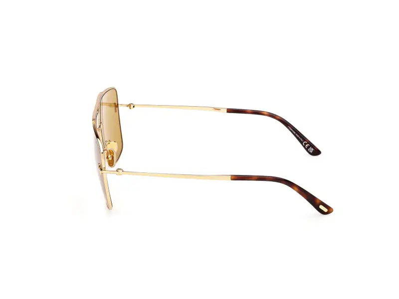 Unisex FT1307 ELIOTT-02 30E Occhiali da sole Metallo Oro Marrone Squadrata Normale miniatura 3