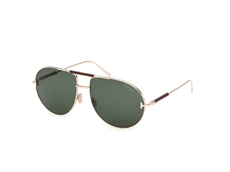 Unisex FT1308 LOU-02 28N Occhiali da sole Metallo Oro Verde Pilot Normale