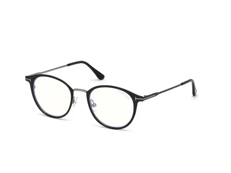 TOM FORD Unisex FT5528-B 1 Montature da vista Metallo Nero  Rotonda Normale