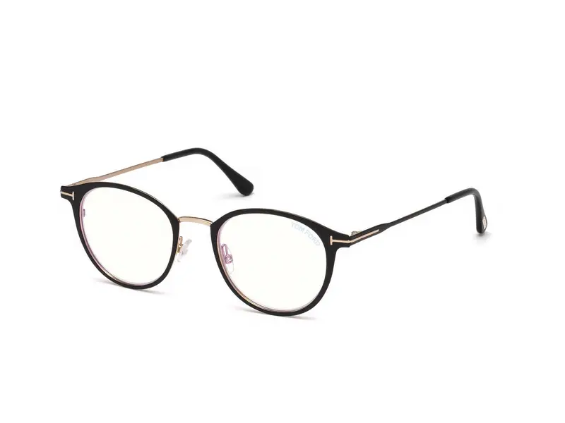 TOM FORD Unisex FT5528-B 2 Montature da vista Metallo Nero  Rotonda Normale