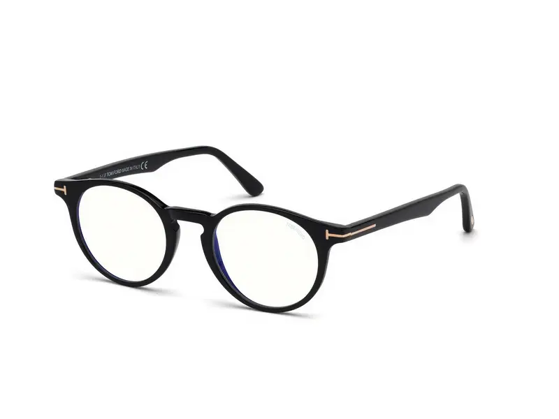 TOM FORD Unisex FT5557-B 1 Montature da vista Acetato Nero  Rotonda Normale