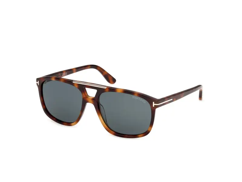 Unisex TOM FORD FT1338 BRIANNA-02 53V Occhiali da sole Acetato Havana Blu Squadrata Normale