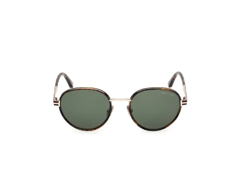 Unisex TOM FORD FT1339 JET-02 52N Occhiali da sole Metallo Havana Verde Rotonda Normale miniatura 2