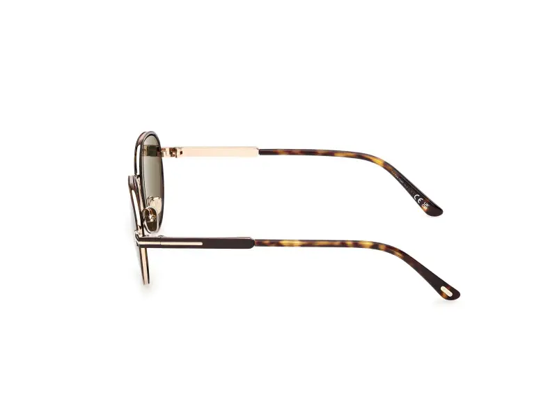 Unisex TOM FORD FT1339 JET-02 52N Occhiali da sole Metallo Havana Verde Rotonda Normale miniatura 3