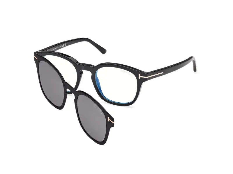 Uomo FT5532-B 01D Montature da vista Acetato Nero Fumo Rotonda Polarizzata