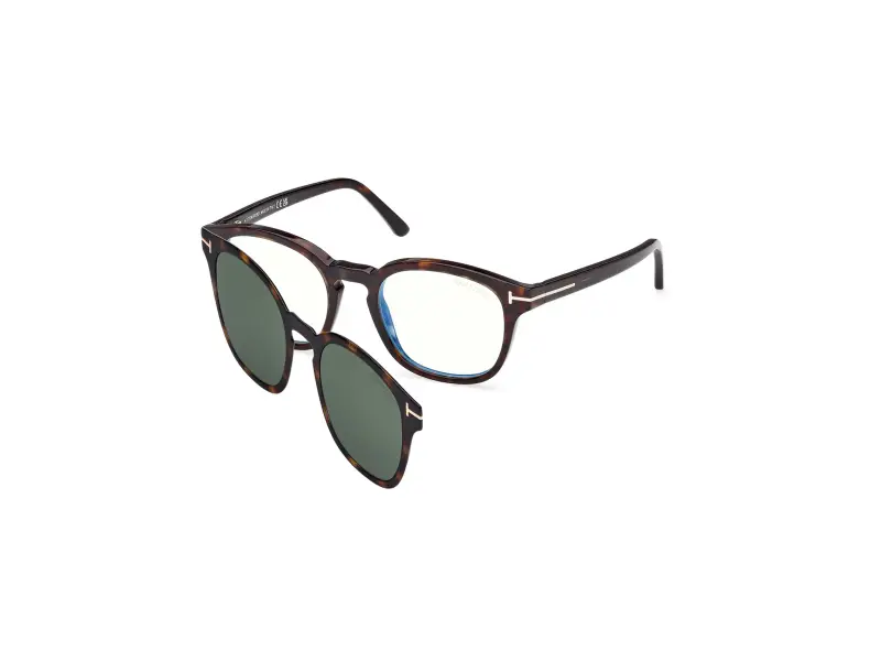 Uomo FT5532-B 52N Montature da vista Acetato Havana Verde Rotonda Normale