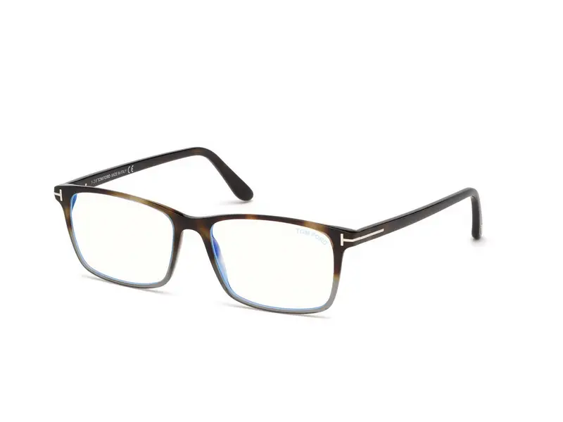 TOM FORD Uomo FT5584-B 56 Montature da vista Acetato Havana  Squadrata Anti-luce blu