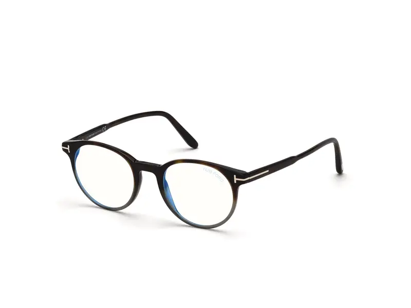 TOM FORD Uomo FT5695-B 56 Montature da vista Acetato Havana Rotonda Normale Anti luce blu - per PC