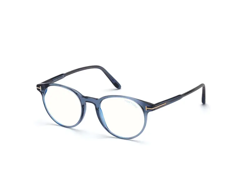 TOM FORD Uomo FT5695-B 90 Montature da vista Acetato Blu Rotonda Normale Anti luce blu - per PC
