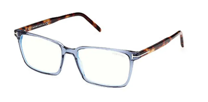 TOM FORD Uomo FT5802-B 090 Montature da vista Acetato Blu  Squadrata Anti-luce blu