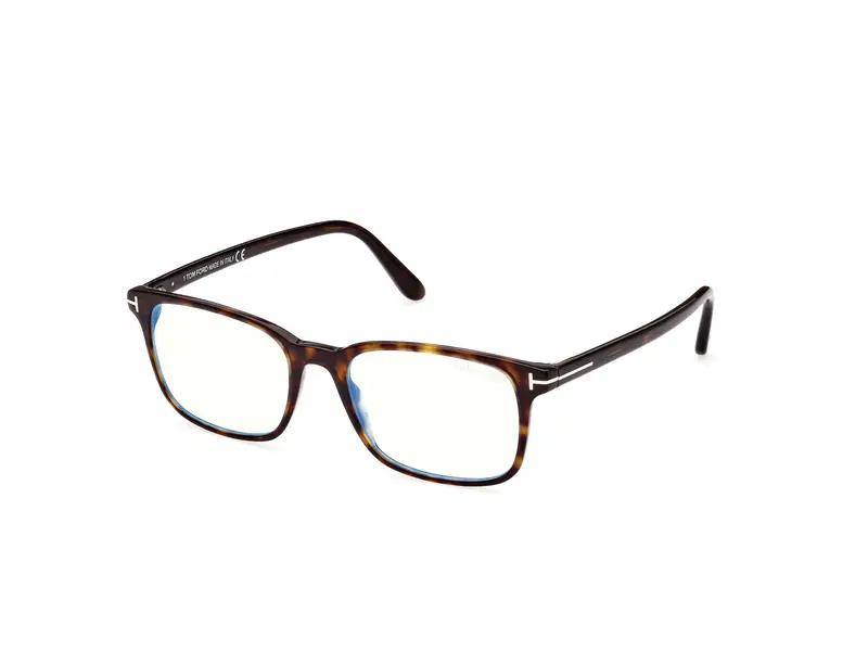 TOM FORD Uomo FT5831-B 52 Occhiali anti luce blu Acetato Havana Squadrata Normale