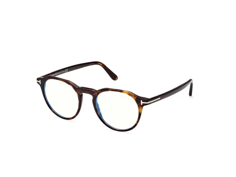 TOM FORD Uomo FT5833-B 52 Montature da vista Acetato Havana Rotonda Normale