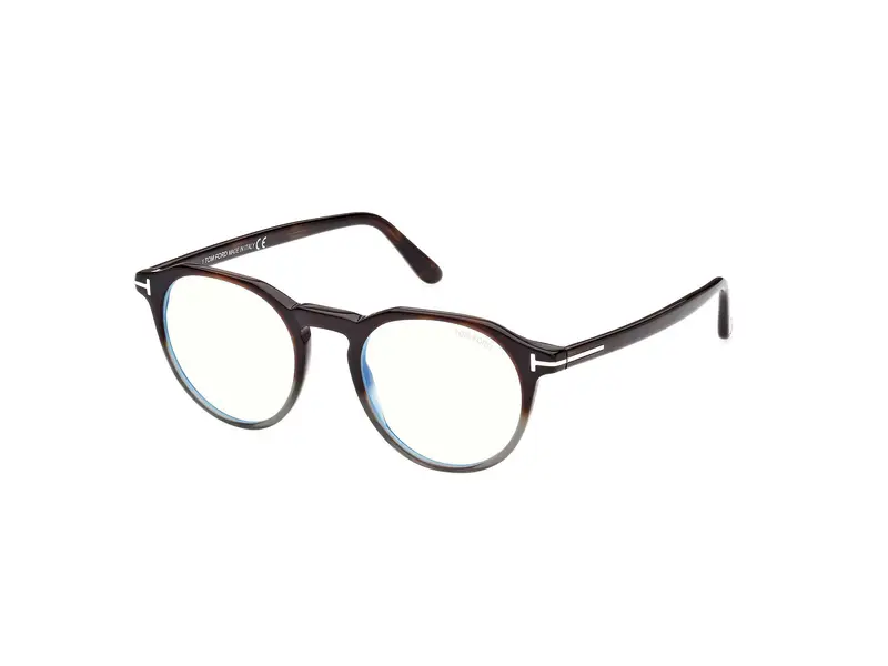 TOM FORD Uomo FT5833-B 56 Montature da vista Acetato Havana Rotonda Normale
