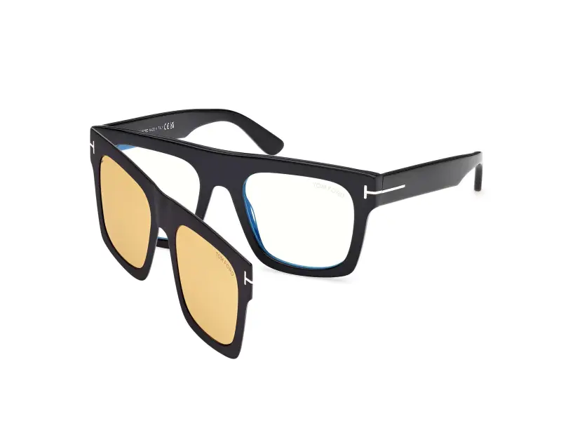 Uomo FT6068-B 001 Montature da vista Acetato Nero Marrone Squadrata Normale