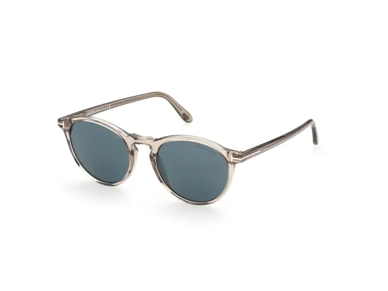 Uomo TOM FORD FT0904 AURELE 57V Occhiali da sole Acetato Beige Blu Rotonda Normale