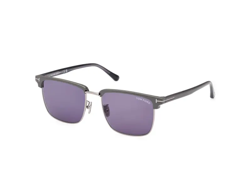 Uomo TOM FORD FT0997-H Hudson-02 51V Occhiali da sole Plastica Grigio Blu Squadrata Normale