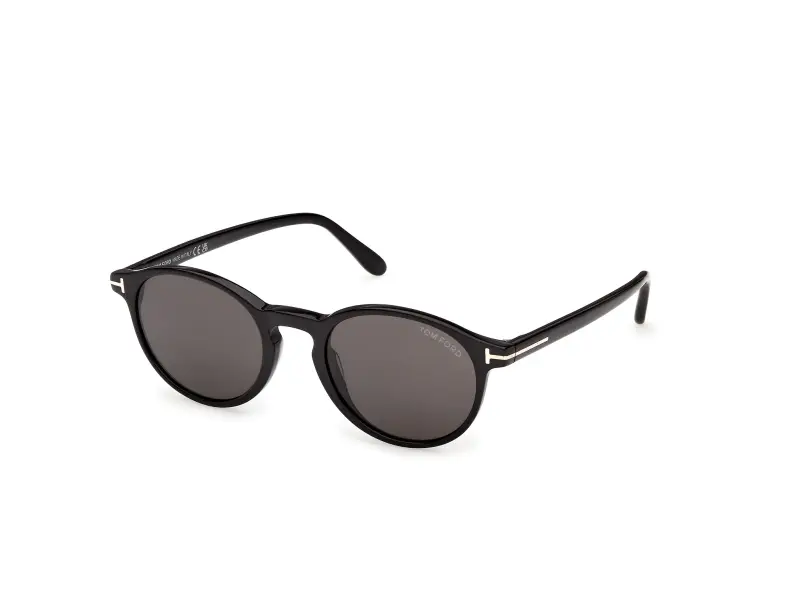Uomo TOM FORD FT1331 PRESCOTT-02 01A Occhiali da sole Acetato Nero Fumo Rotonda Normale