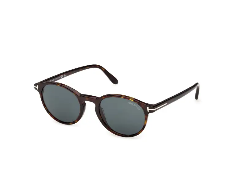 Uomo TOM FORD FT1331 PRESCOTT-02 52V Occhiali da sole Acetato Havana Blu Rotonda Normale