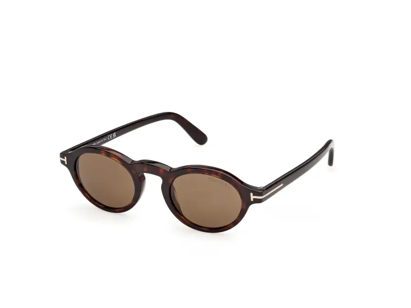 Uomo TOM FORD FT1332 ARISTOTELE-02 52J Occhiali da sole Acetato Havana Roviex Rotonda Normale