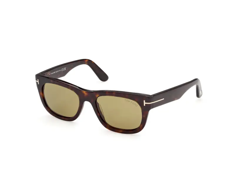 Uomo TOM FORD FT1334 MARSHALL-02 52N Occhiali da sole Acetato Havana Verde Squadrata Normale