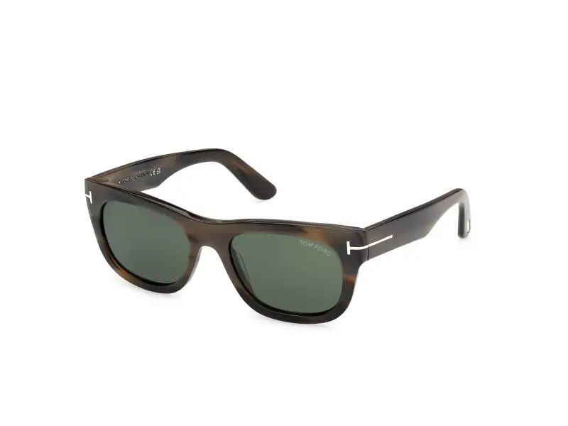 Uomo TOM FORD FT1334 MARSHALL-02 55N Occhiali da sole Acetato Havana Verde Squadrata Normale