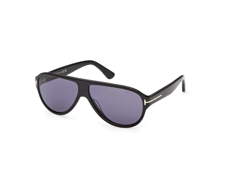 Uomo TOM FORD FT1336 SAMUELE-02 01V Occhiali da sole Acetato Nero Blu Pilot Normale