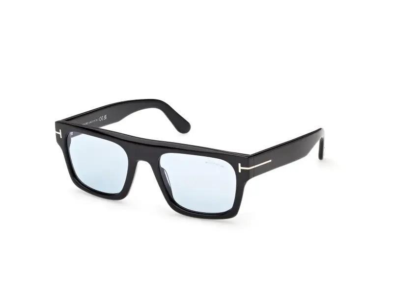 Uomo TOM FORD FT1337 CYRUS-02 01V Occhiali da sole Acetato Nero Blu Squadrata Fotocromatiche
