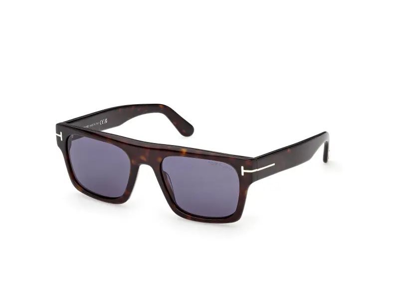 Uomo TOM FORD FT1337 CYRUS-02 52V Occhiali da sole Acetato Havana Blu Squadrata Normale