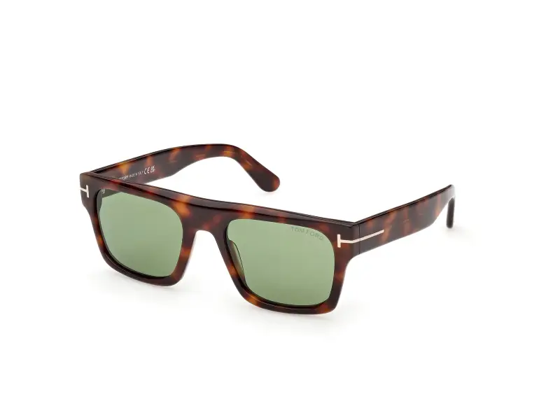 Uomo TOM FORD FT1337 CYRUS-02 53N Occhiali da sole Acetato Havana Verde Squadrata Normale