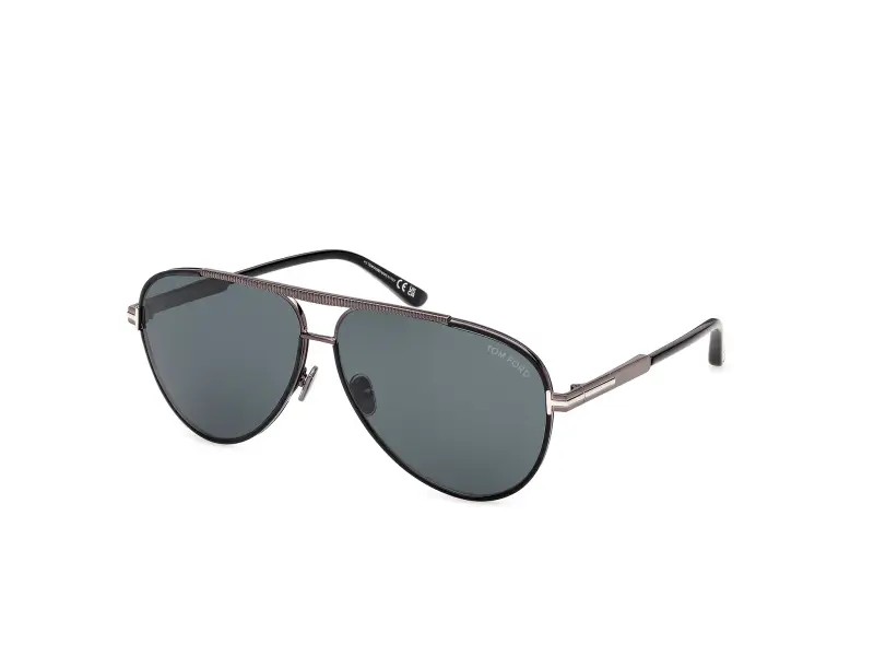 Uomo TOM FORD FT1340 RUPERT-02 01V Occhiali da sole Metallo Nero Blu Pilot Normale