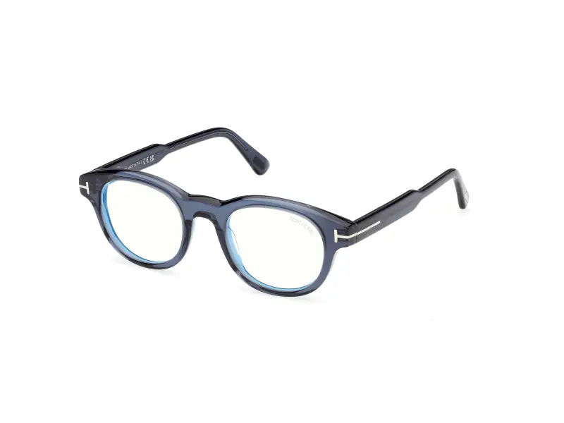 Uomo TOM FORD FT6121-B 090 Montature da vista Acetato Blu Rotonda Normale