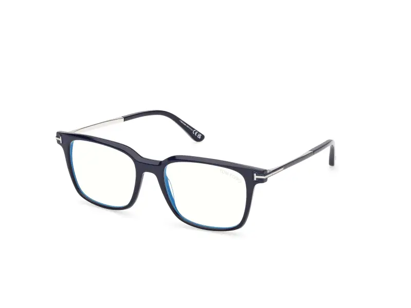 Uomo TOM FORD FT6124-B 090 Montature da vista Acetato Blu Squadrata Normale