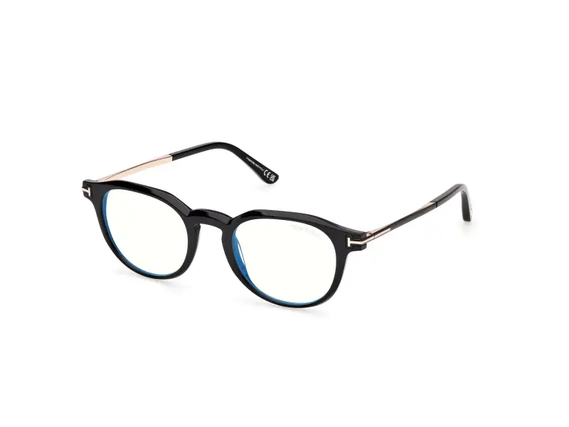 Uomo TOM FORD FT6125-B 001 Montature da vista Acetato Nero Rotonda Normale