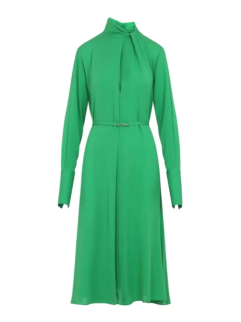 Vestito midi in seta lavata Verde
